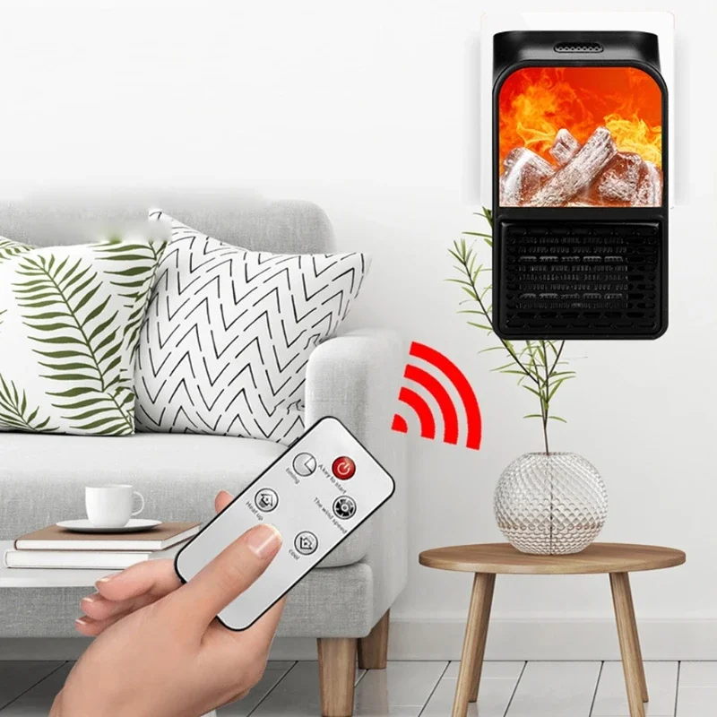 Portable Space Heater Electric Heater Heating for Room 3D Flame Mini Heating Fans Remote Control Wall Mounted Heating 110V/220V