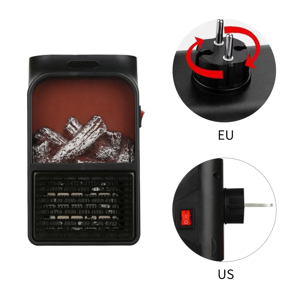 Portable Space Heater Electric Heater Heating for Room 3D Flame Mini Heating Fans Remote Control Wall Mounted Heating 110V/220V