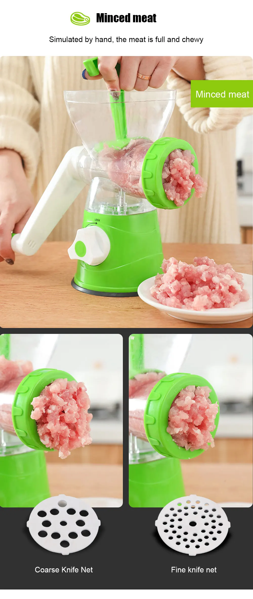 Kitchen Machine Meat Grinder Manual Processors Food Mincer Sausage Maker Stuffer Vegetable Chopper Blender Household Enema Tool
