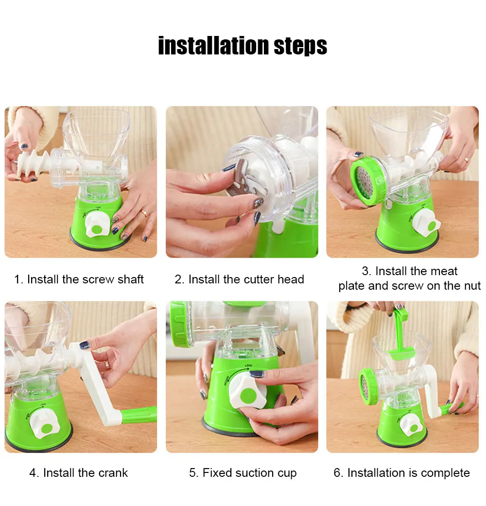 Kitchen Machine Meat Grinder Manual Processors Food Mincer Sausage Maker Stuffer Vegetable Chopper Blender Household Enema Tool