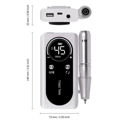 ⁦מכשיר מקצועי לניקוי ושיוף ציפורניים 45000RPM⁩ – תמונה ⁦6⁩