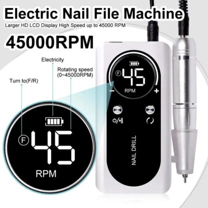 ⁦מכשיר מקצועי לניקוי ושיוף ציפורניים 45000RPM⁩ – תמונה ⁦2⁩