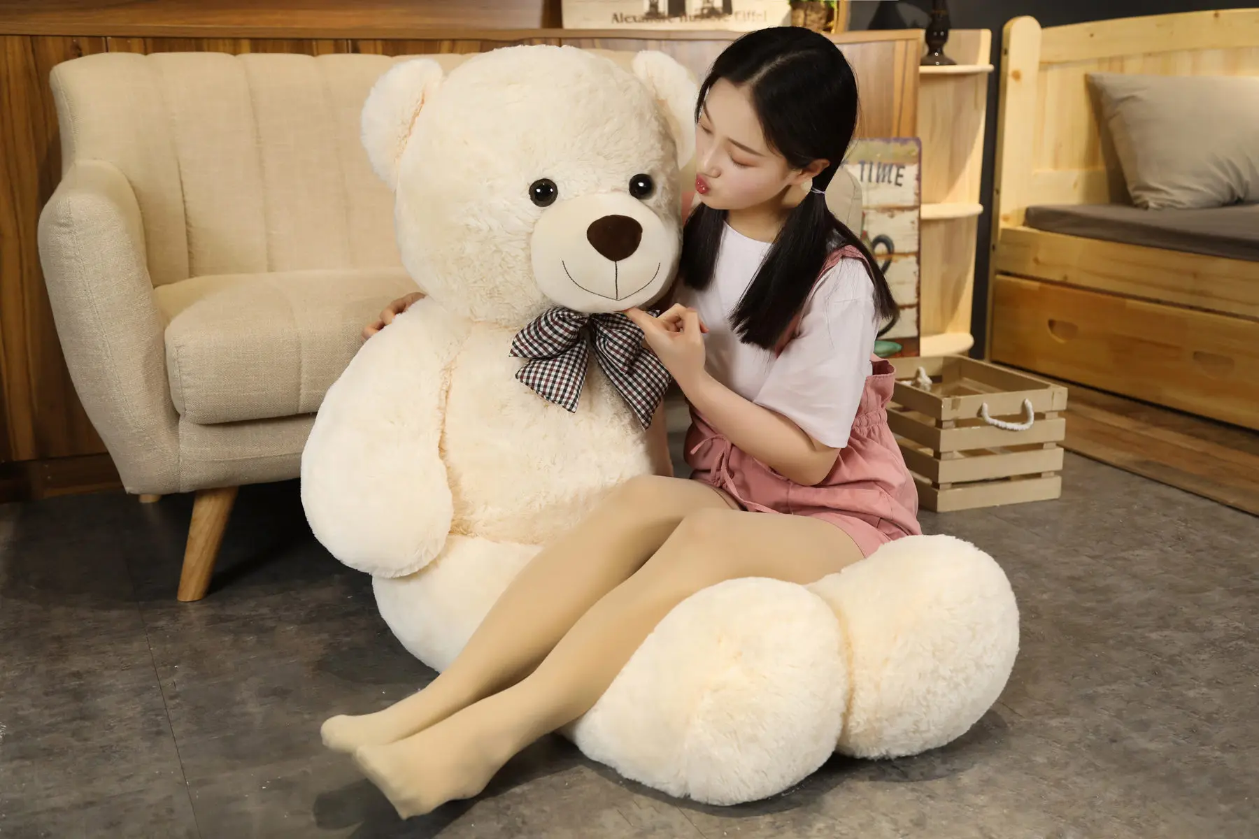 Giant 105cm Soft Teddy Bear Plush Toys White&Pink&Brown Bear Super Big Hugging Pillow Animal Cushion Children Birthday Gift Giant 105cm Soft Teddy Bear Plush Toys White&Pink&Brown Bear Super Big Hugging Pillow Animal Cushion Children Birthday Gift