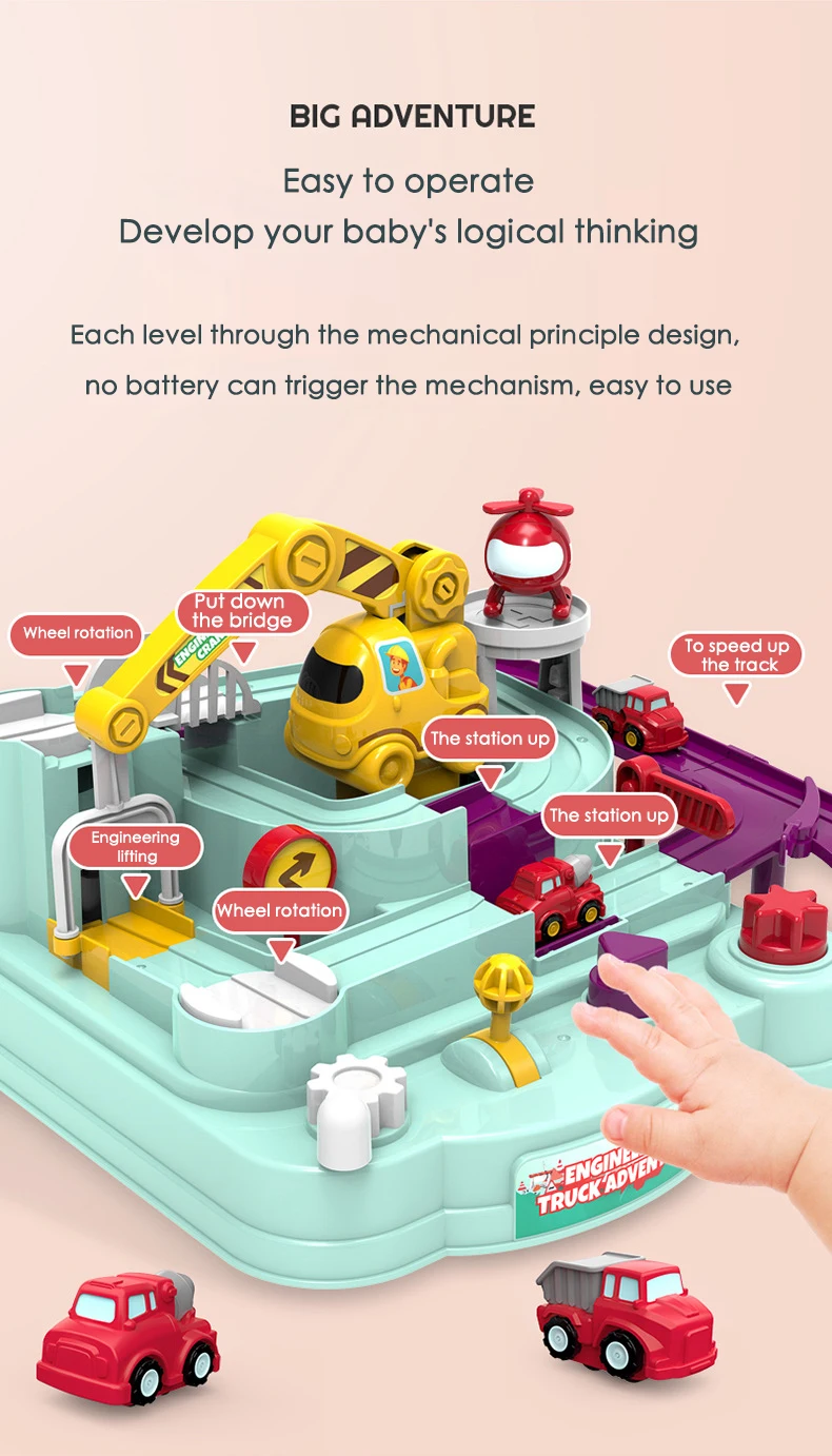 Racing Rail Car Model Educational Toys Children Track Adventure Game Brain Mechanical Interactive Train Animals Space Rocket Toy