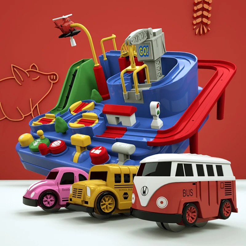 Racing Rail Car Model Educational Toys Children Track Adventure Game Brain Mechanical Interactive Train Animals Space Rocket Toy