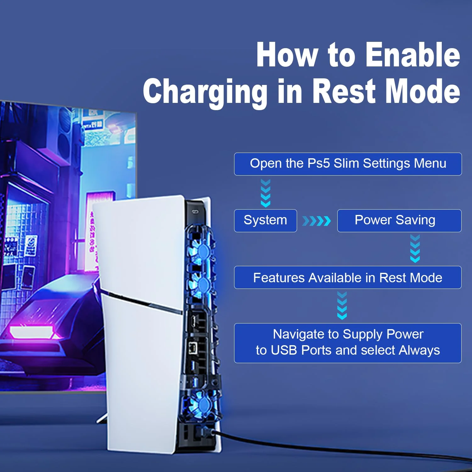 For PS5 SLIM/PS5 PRO host cooling fan, intelligent temperature control, three adjustable levels, PS5 SLIM rear fan