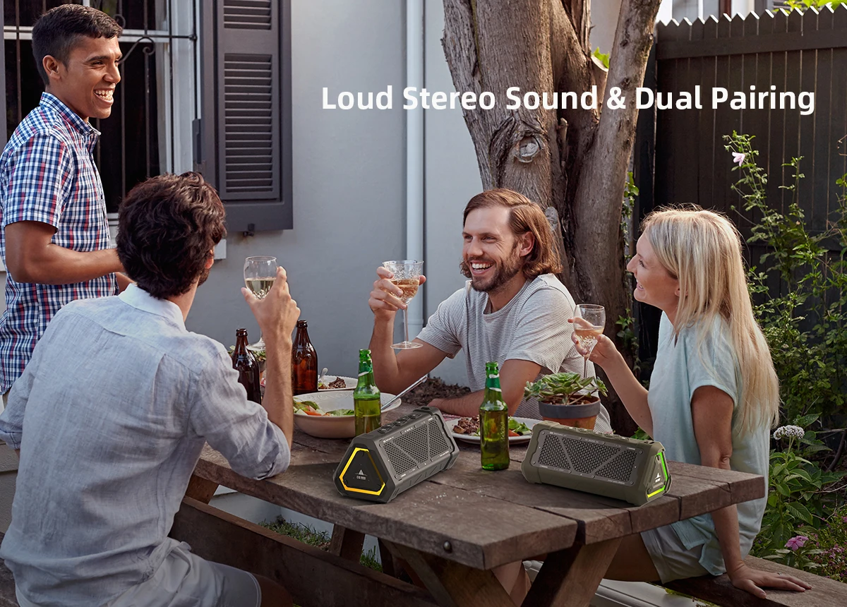 MLOVE P3 Outdoor Bluetooth Speaker, 40W Output Power Bluetooth 5.3 Speaker ,Stereo Sound IPX7 Waterproof,Micro SD Card,RGB Light