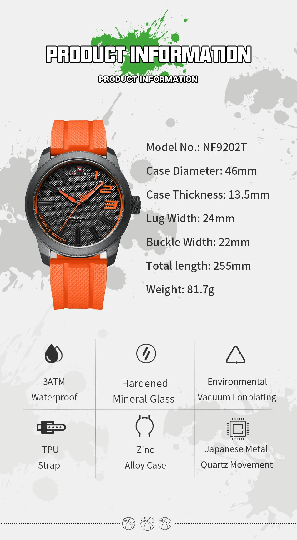 NAVIFORCE Top Luxury Brand Quartz Watch Men Silicone Strap Military Watches 30ATM Waterproof Wristwatch Relogio Masculino