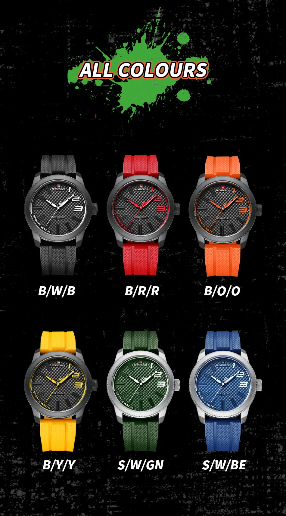NAVIFORCE Top Luxury Brand Quartz Watch Men Silicone Strap Military Watches 30ATM Waterproof Wristwatch Relogio Masculino