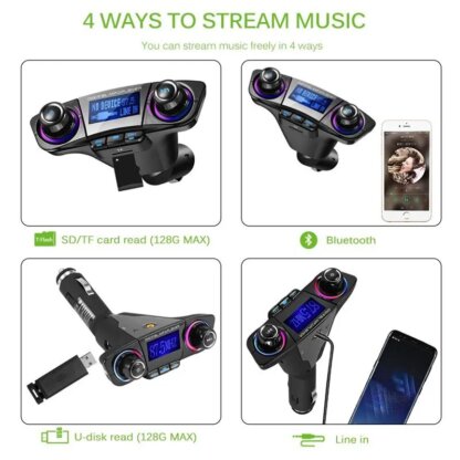 ⁦מתאם Bluetooth 5.0 - לרכב עם מטען USB ונגן MP3⁩ – תמונה ⁦5⁩