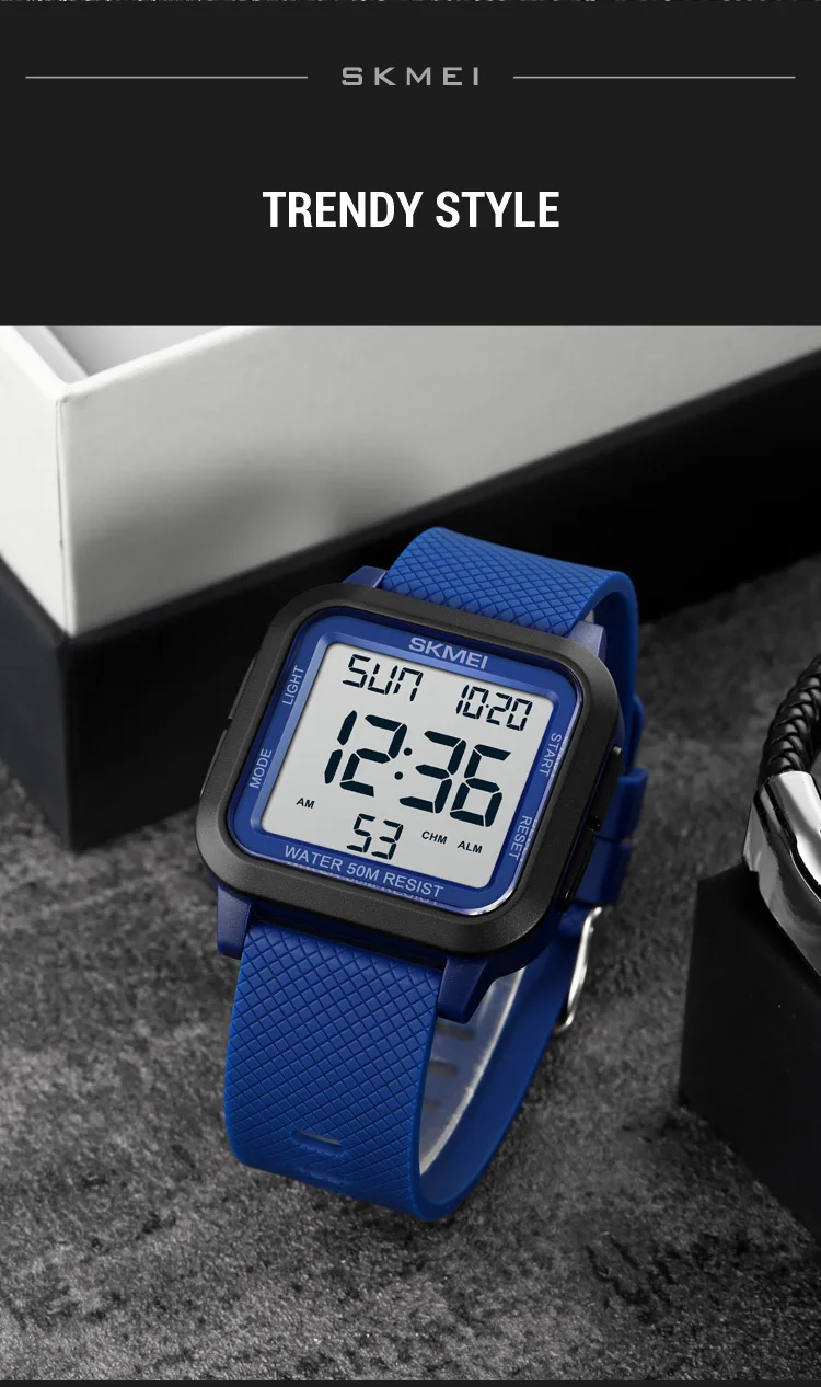 SKMEI Sport Watches Mens Alarm Countdown Clock Male 5Bar Waterproof Military Back Light Shockproof Calender Digital Wristwatch