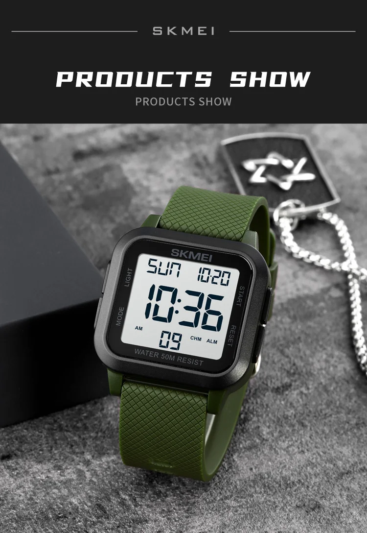 SKMEI Sport Watches Mens Alarm Countdown Clock Male 5Bar Waterproof Military Back Light Shockproof Calender Digital Wristwatch
