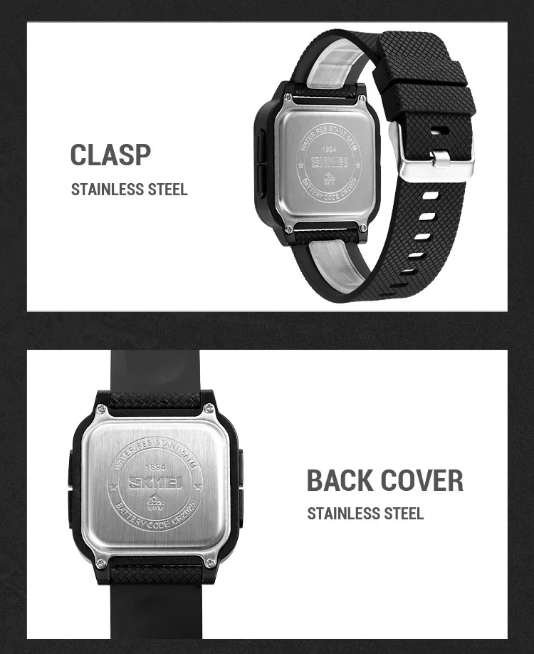 SKMEI Sport Watches Mens Alarm Countdown Clock Male 5Bar Waterproof Military Back Light Shockproof Calender Digital Wristwatch