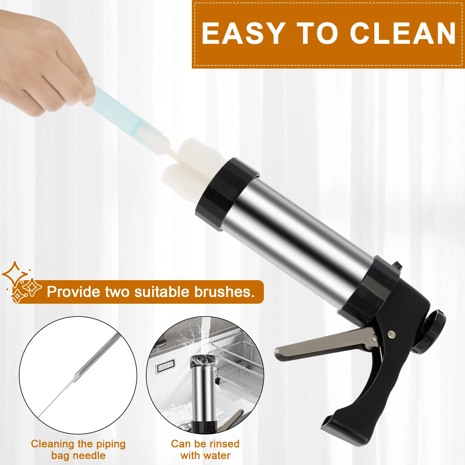 Churrera Churro Maker Machine Stainless Steel Churro Maker Kit with 3 Different Tips Piping Nozzle Hollow Churro Maker Tool