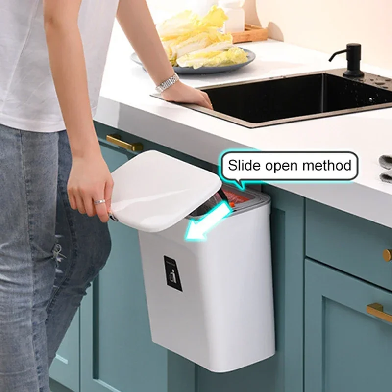 7L, 9L wall mounted with lid, kitchen and bathroom storage bin, garbage bin