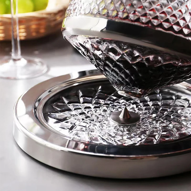 High Grade Crystal Glass 360 Rotating Decanter Tumbler 1500ml Decanter Wine Dispenser Aerator Mirror Jug Gift Bar Decoration