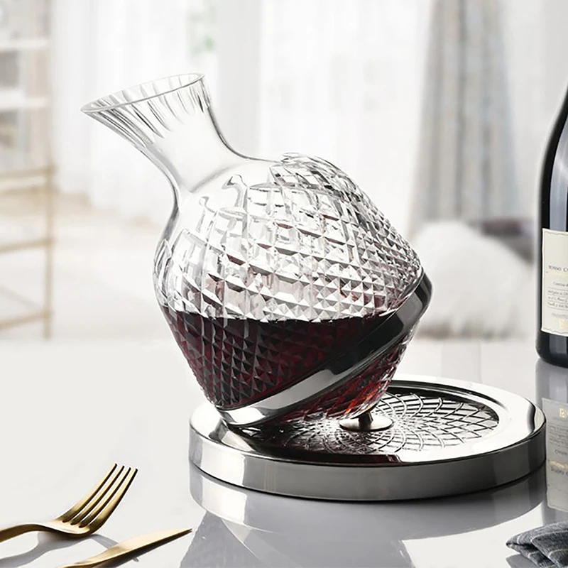 High Grade Crystal Glass 360 Rotating Decanter Tumbler 1500ml Decanter Wine Dispenser Aerator Mirror Jug Gift Bar Decoration