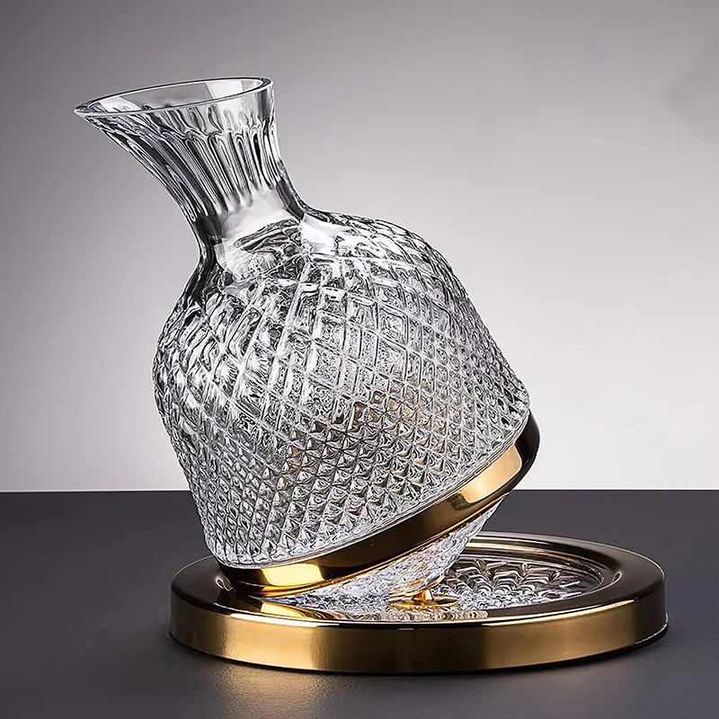 High Grade Crystal Glass 360 Rotating Decanter Tumbler 1500ml Decanter Wine Dispenser Aerator Mirror Jug Gift Bar Decoration
