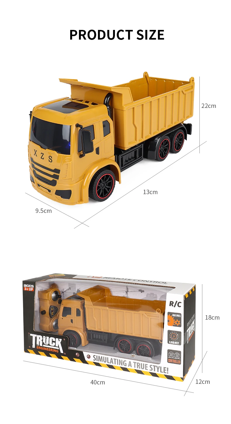 ZWN 2.4G Remote Control Excavator Dump Truck RC Model Car Toy Professional Alloy Plastic Simulation Construction Vehicle for Kid ZWN 2.4G Remote Control Excavator Dump Truck RC Model Car Toy Professional Alloy Plastic Simulation Construction Vehicle for Kid
