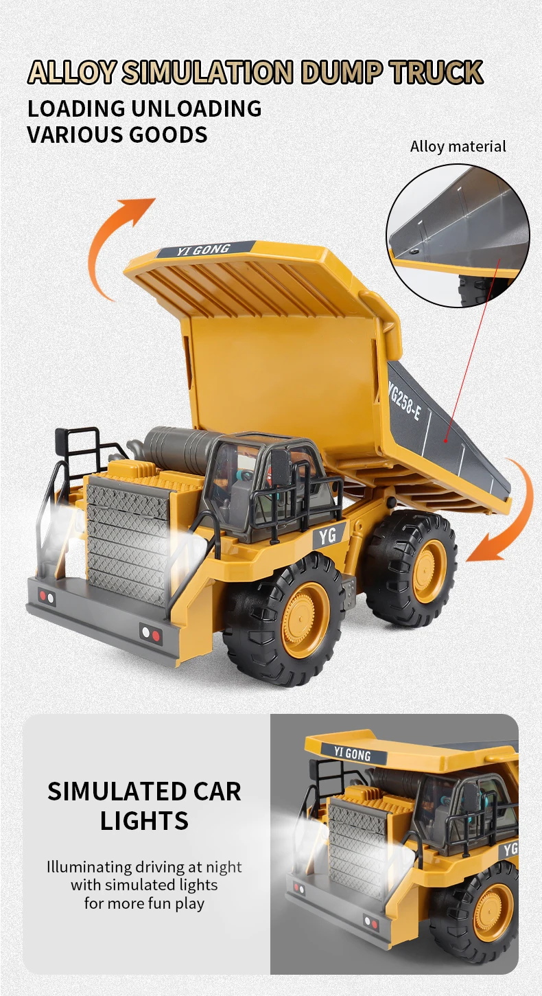 ZWN 2.4G Remote Control Excavator Dump Truck RC Model Car Toy Professional Alloy Plastic Simulation Construction Vehicle for Kid ZWN 2.4G Remote Control Excavator Dump Truck RC Model Car Toy Professional Alloy Plastic Simulation Construction Vehicle for Kid