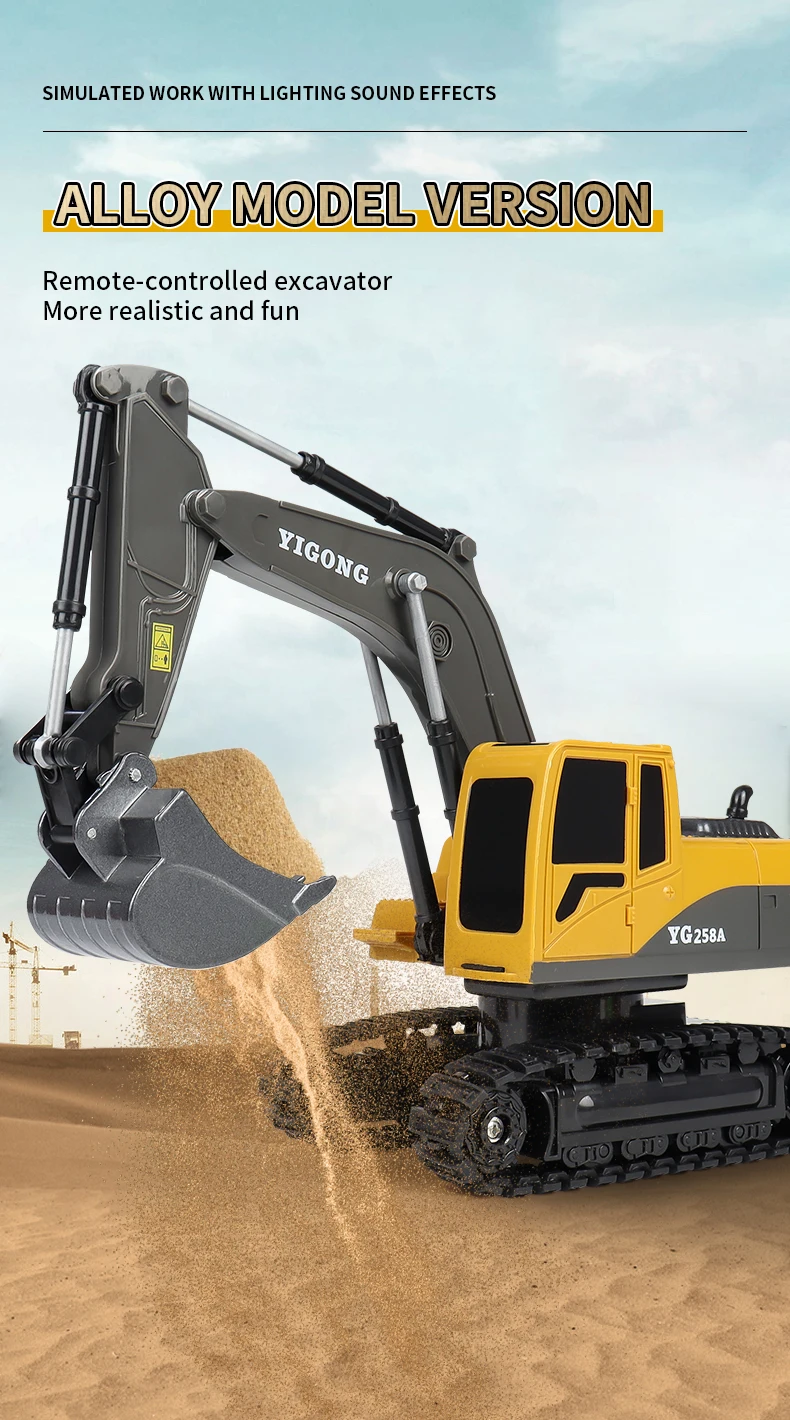 ZWN 2.4G Remote Control Excavator Dump Truck RC Model Car Toy Professional Alloy Plastic Simulation Construction Vehicle for Kid ZWN 2.4G Remote Control Excavator Dump Truck RC Model Car Toy Professional Alloy Plastic Simulation Construction Vehicle for Kid