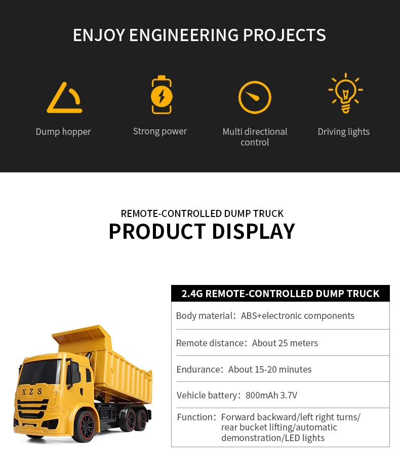 ZWN 2.4G Remote Control Excavator Dump Truck RC Model Car Toy Professional Alloy Plastic Simulation Construction Vehicle for Kid ZWN 2.4G Remote Control Excavator Dump Truck RC Model Car Toy Professional Alloy Plastic Simulation Construction Vehicle for Kid