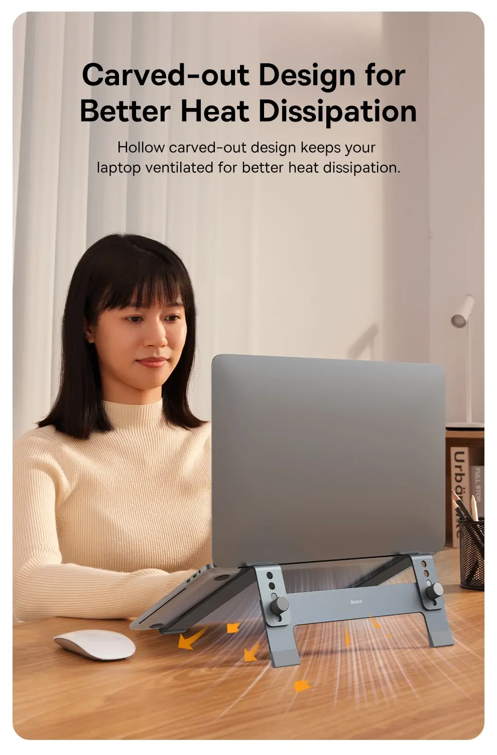 Baseus Adjustable Laptop Stand Aluminum Portable Notebook Support Holder for Macbook Air Pro Computer Stand Cooling Bracket