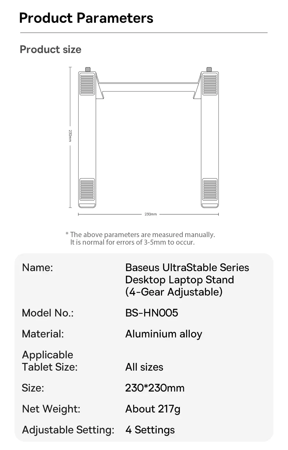 Baseus Adjustable Laptop Stand Aluminum Portable Notebook Support Holder for Macbook Air Pro Computer Stand Cooling Bracket