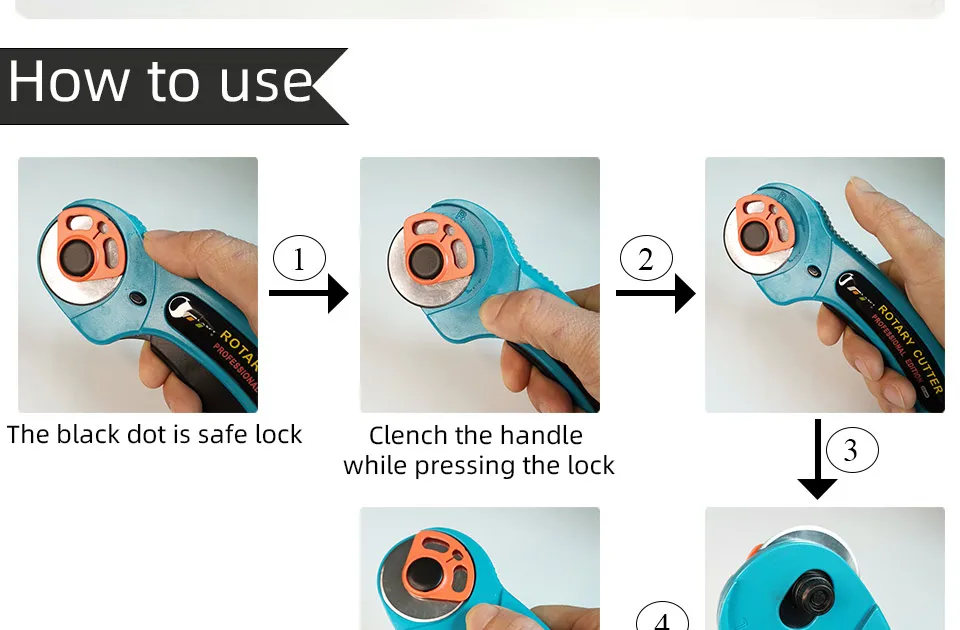 FT145 Rotary Cutter R45mm Patchwork Roller Easy Tearing Cutting Tools for Cloth Leather Paper Ticket Soft Sheet