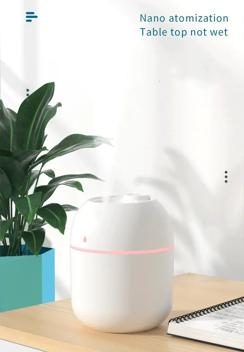 Portable Water Drop Humidifier White USB Desktop Indoor Air Atomization Humidifier Household Mute Large Spray Humidifier