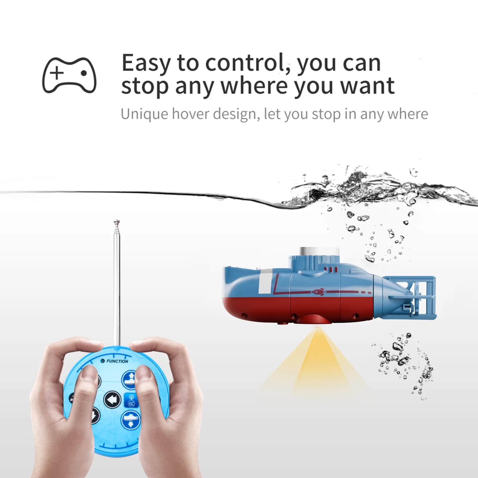 Mini RC Submarine 0.1m/s Speed Remote Control Boat Waterproof Diving Toy Simulation Model for Kids Christmas Gift New Year Gift