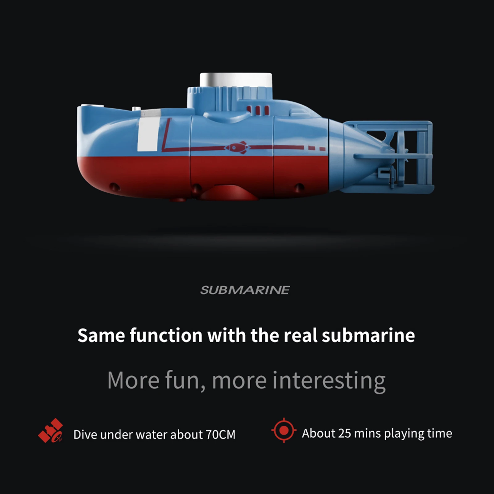 Mini RC Submarine 0.1m/s Speed Remote Control Boat Waterproof Diving Toy Simulation Model for Kids Christmas Gift New Year Gift