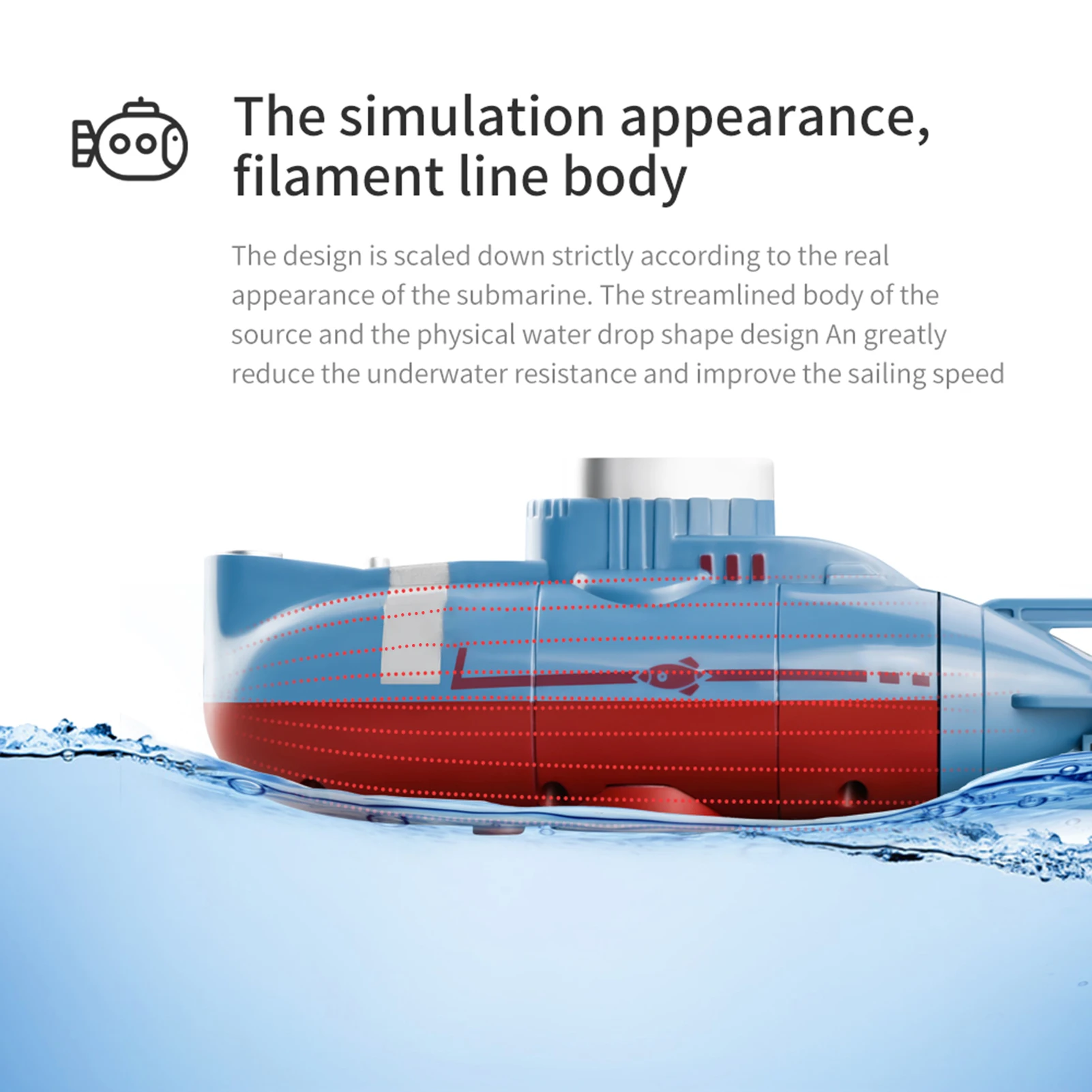 Mini RC Submarine 0.1m/s Speed Remote Control Boat Waterproof Diving Toy Simulation Model for Kids Christmas Gift New Year Gift