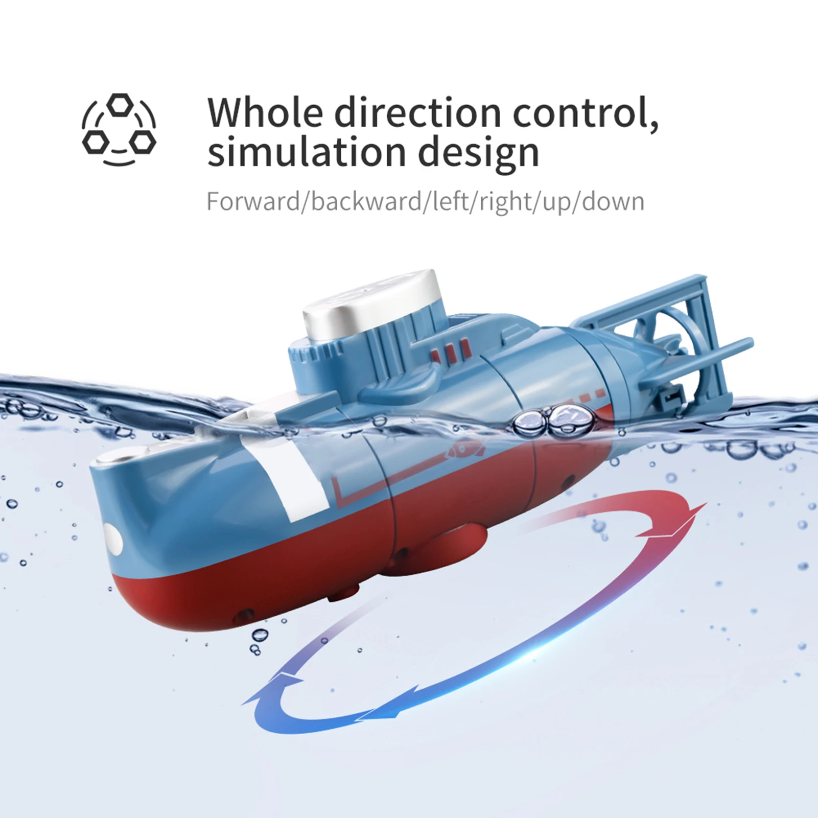 Mini RC Submarine 0.1m/s Speed Remote Control Boat Waterproof Diving Toy Simulation Model for Kids Christmas Gift New Year Gift