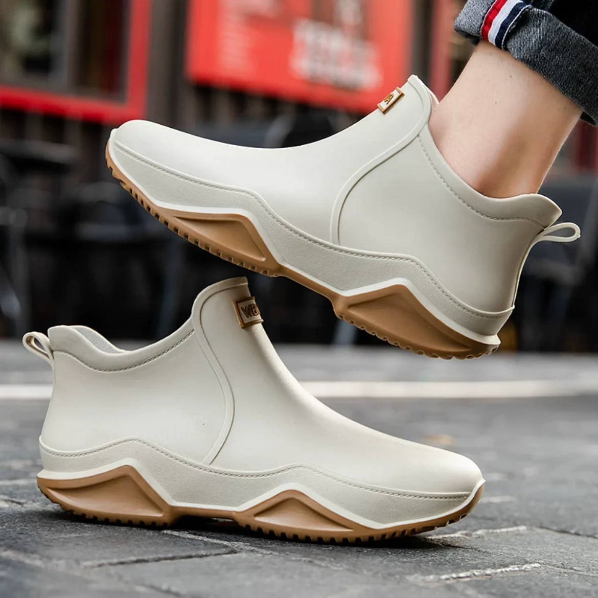 Fashion Couple's Outdoor Rain Boots New Men High Top Hiking Fishing Water Shoes Anti-slip Chef Work Ankle Boots Waterproof Shoes