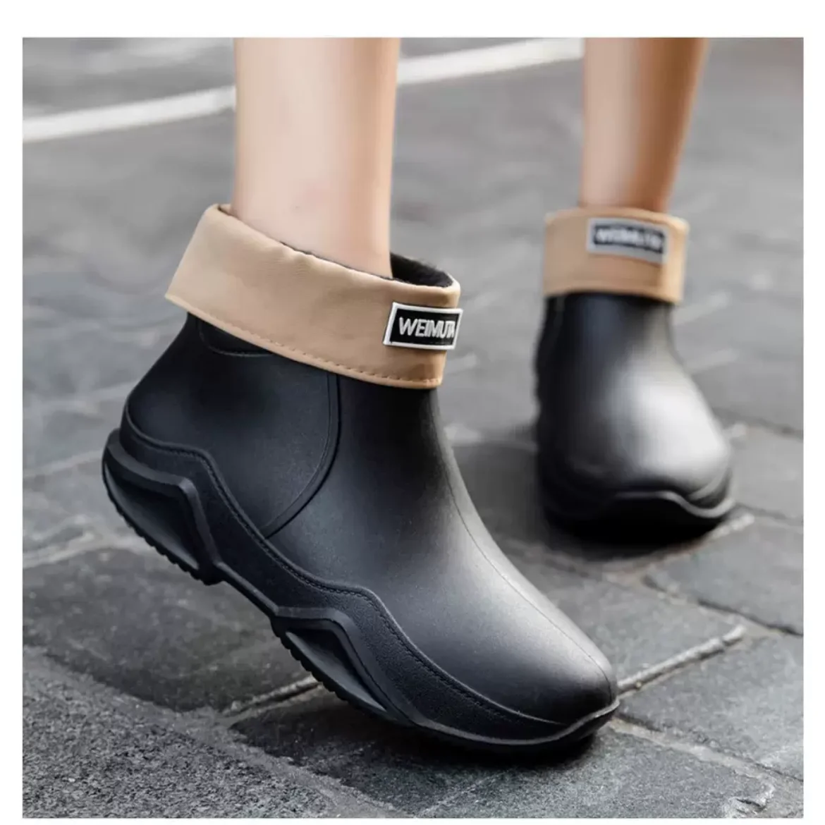 Fashion Couple's Outdoor Rain Boots New Men High Top Hiking Fishing Water Shoes Anti-slip Chef Work Ankle Boots Waterproof Shoes