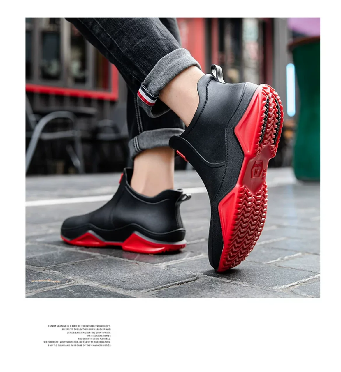 Fashion Couple's Outdoor Rain Boots New Men High Top Hiking Fishing Water Shoes Anti-slip Chef Work Ankle Boots Waterproof Shoes