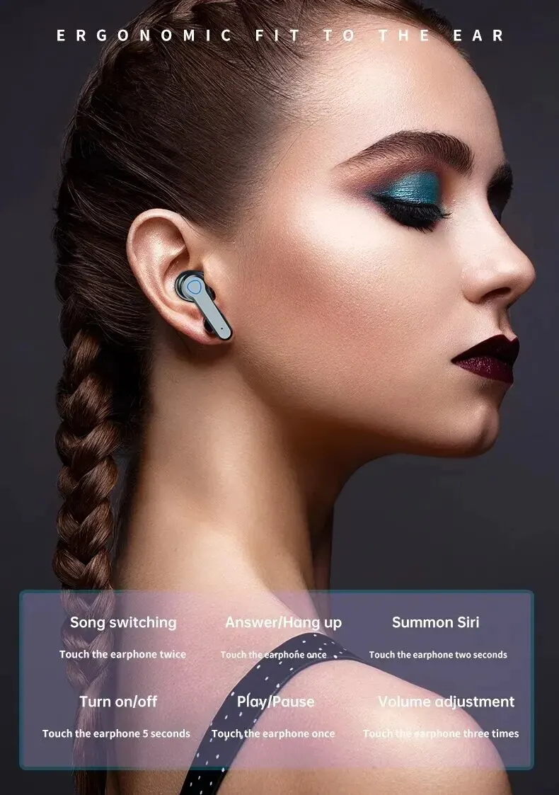 M19 Bluetooth Headset Wireless Tws Gaming Support Noise-cancelling Touch In-ear Mini Emergency Power Bank Headset