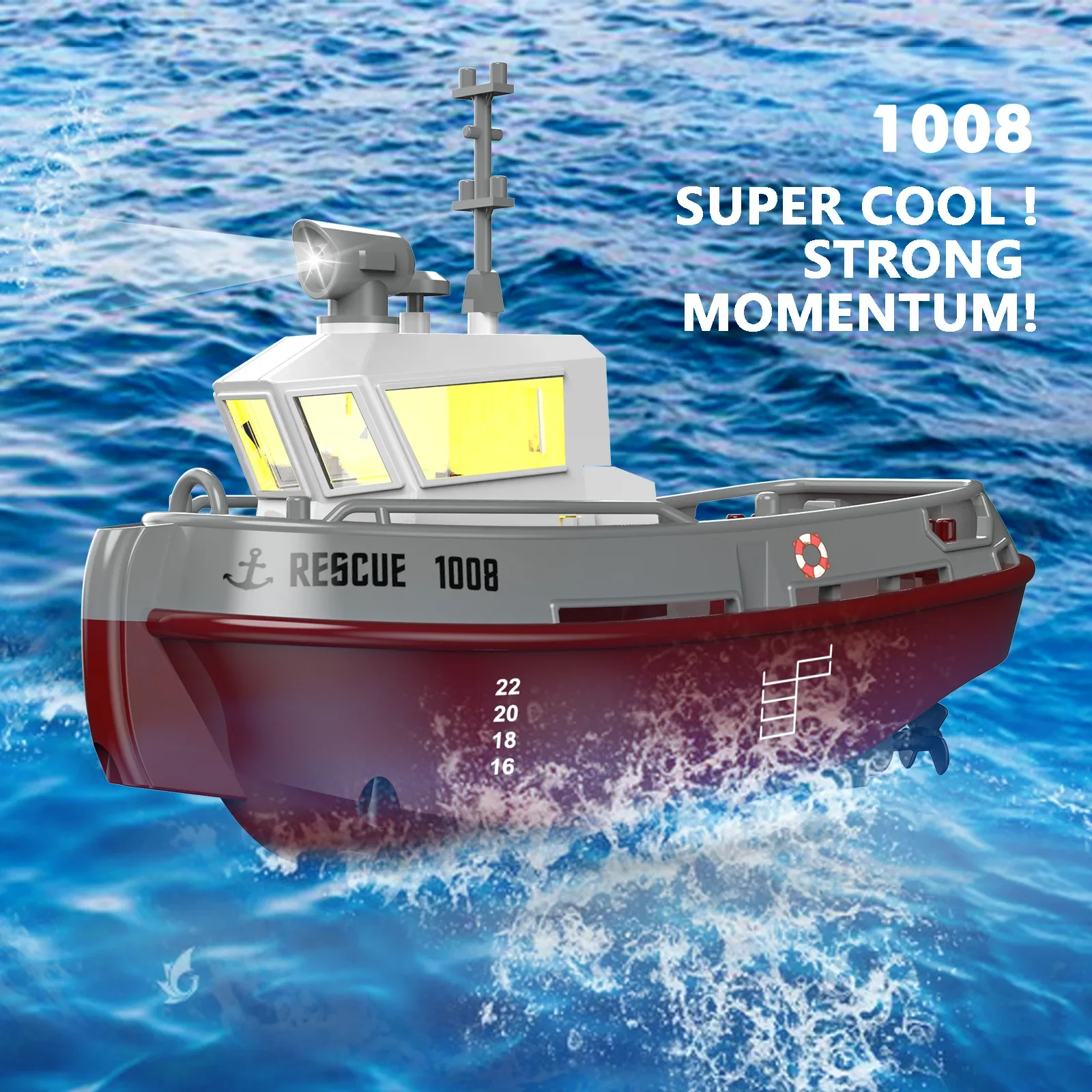 S820 RC Boat 2.4G 1/72 Powerful Dual Motors Wireless Electric Remote Control Tugboat Model Toys for Kids Gift