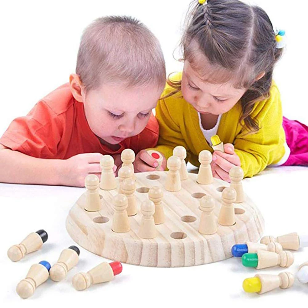 משחק זיכרון והתאמת צבעים מעץ