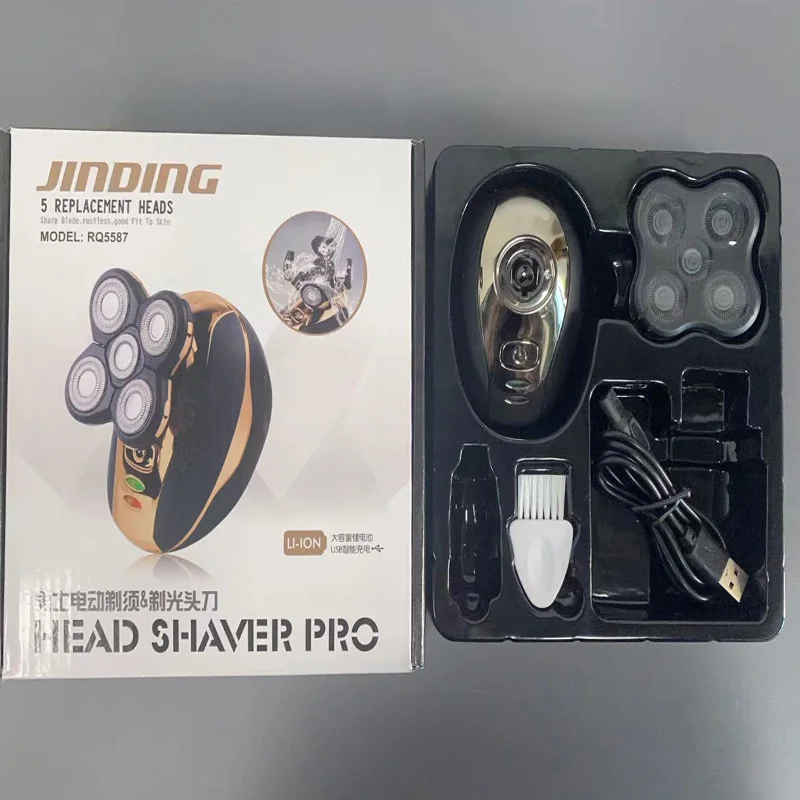 Waterproof Rotary Razor Beard Clipper Hair Trimmer Face 5 Headed Electric Shaver Razor Rechargeable Male