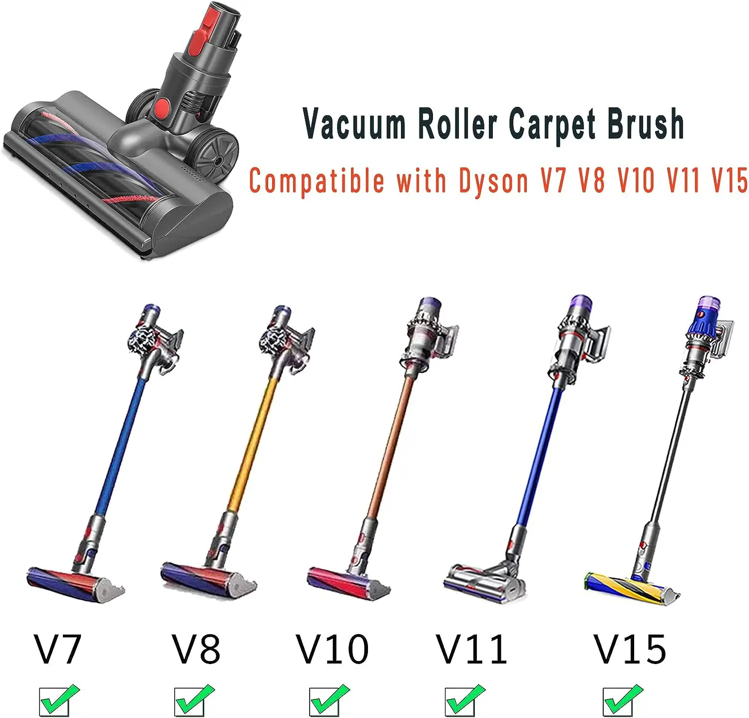 מברשת ראשית לשואב אבק דייסון Dyson V7, V8, V10, V11, V15 רצפה ושטיחים