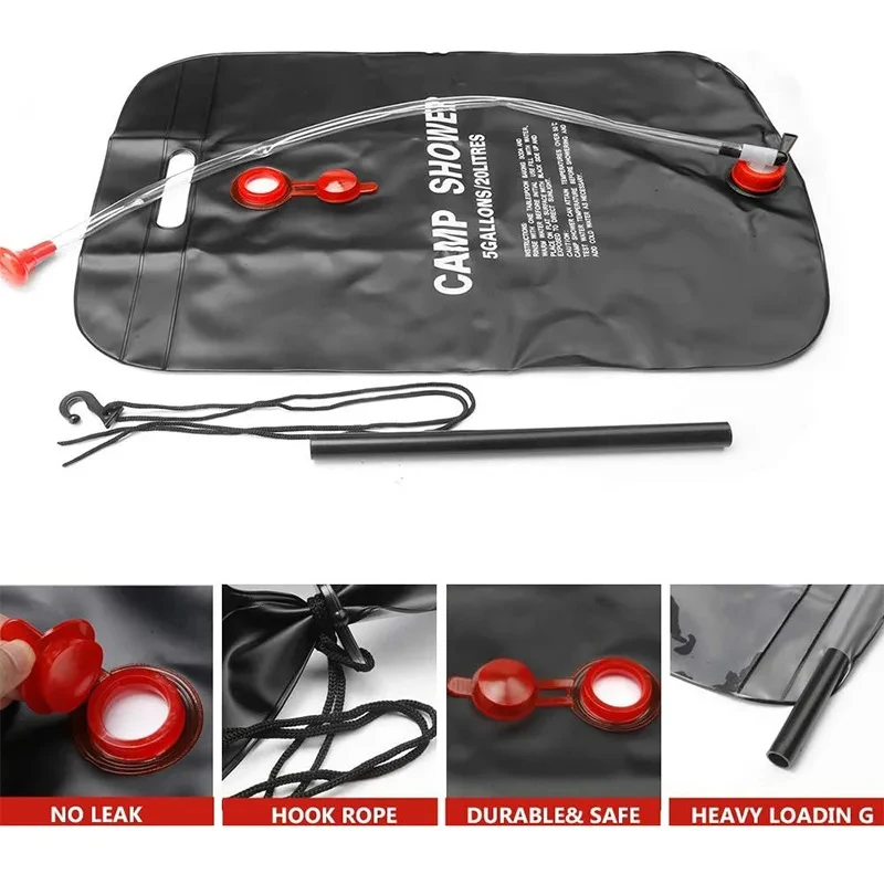 Outdoor Shower Bags 20/40L Foldable Solar Shower Bag Outdoor Bath Water Bag Camping Sun Compact Heated Water Shower Bags Scrubbi