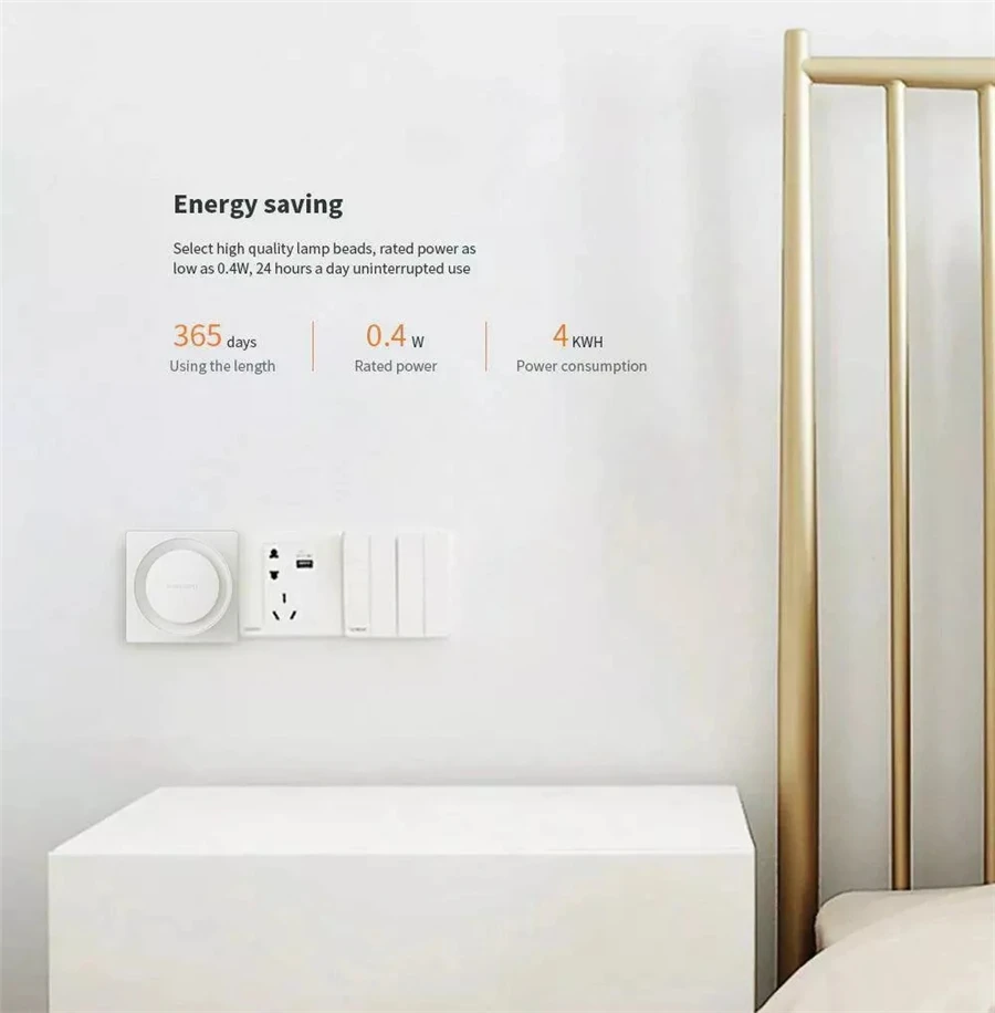 Yeelight Smart Night Light Intelligent Recognition Energy Saving Lighting Low Power Consumption Light Sensor EU plug