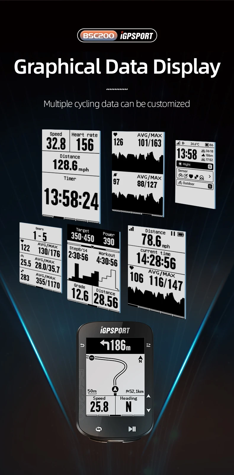 IGPSPORT BSC200 GPS Bicycle Computer Cycling Odometer Wireless Speedometer Route Navigation ANT + Bluetooth5.0 Accessories