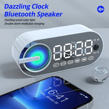 ⁦שעון מעורר אלחוטי עם רמקול Bluetooth ותצוגת LED גדולה⁩ – תמונה ⁦2⁩