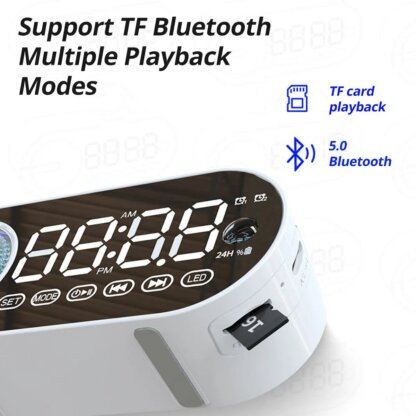 ⁦שעון מעורר אלחוטי עם רמקול Bluetooth ותצוגת LED גדולה⁩ – תמונה ⁦6⁩