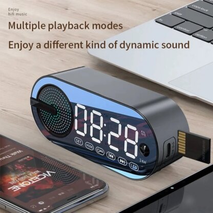 ⁦שעון מעורר אלחוטי עם רמקול Bluetooth ותצוגת LED גדולה⁩ – תמונה ⁦3⁩