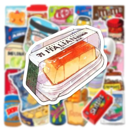 ⁦50 מדבקות kawaii חמודות בעיצוב חטיפים ומשקאות⁩ – תמונה ⁦5⁩