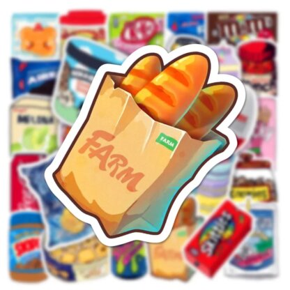 ⁦50 מדבקות kawaii חמודות בעיצוב חטיפים ומשקאות⁩ – תמונה ⁦4⁩